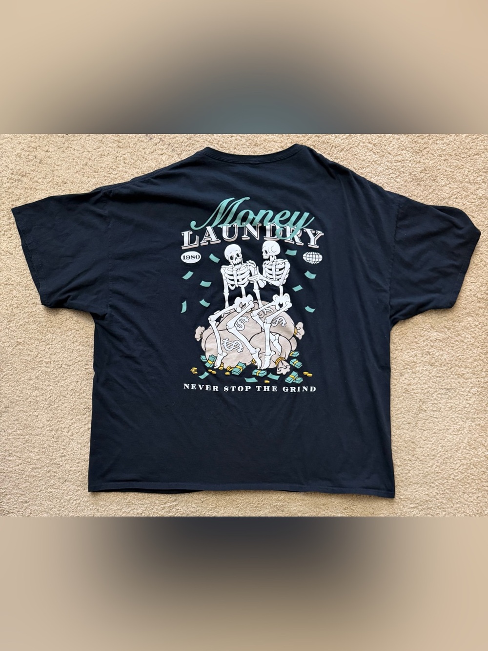 Eighty Eight Brand Money Laundry Skeleton Graphic Tee Black 3XL